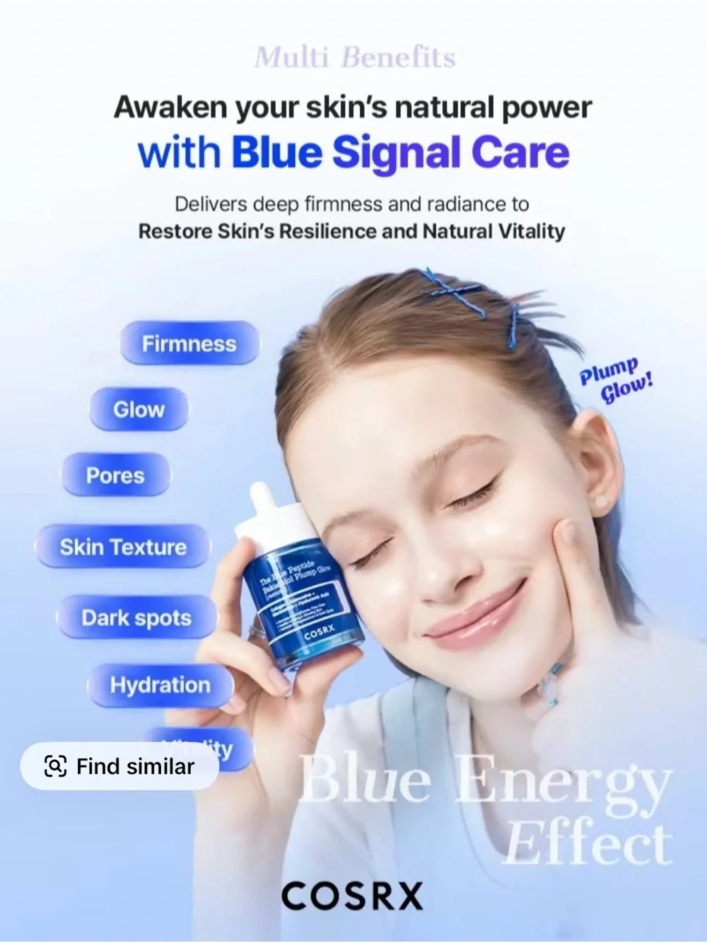 COSRX The Blue Peptide Bakuchiol Plump Glow Serum - White & Blue